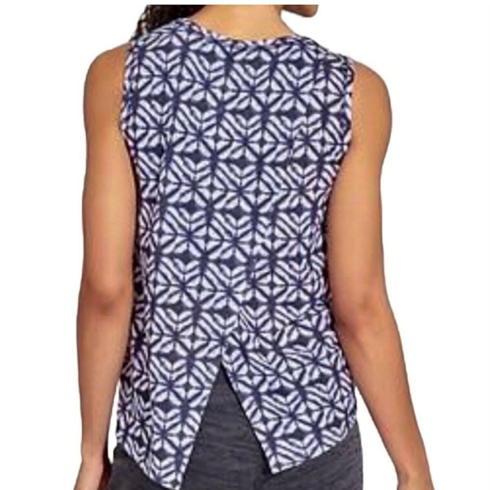 Athleta Breezy Bella Blue Tie Dye Split Back Athletic Gorpcore Tank Top Size XS